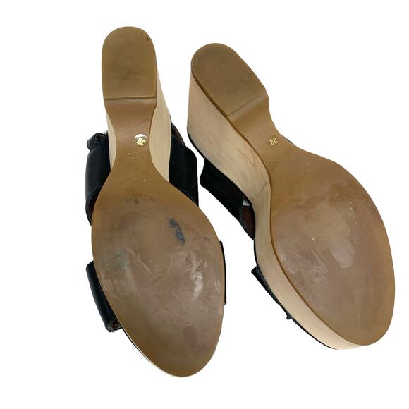 Marni Womens Size 39 Black Leather Wood Platform Sandals - Picture 10 of 10